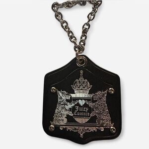 Vintage Y2K Juicy Couture Purse Bag Hangtag Charm Black Leather Silver Details